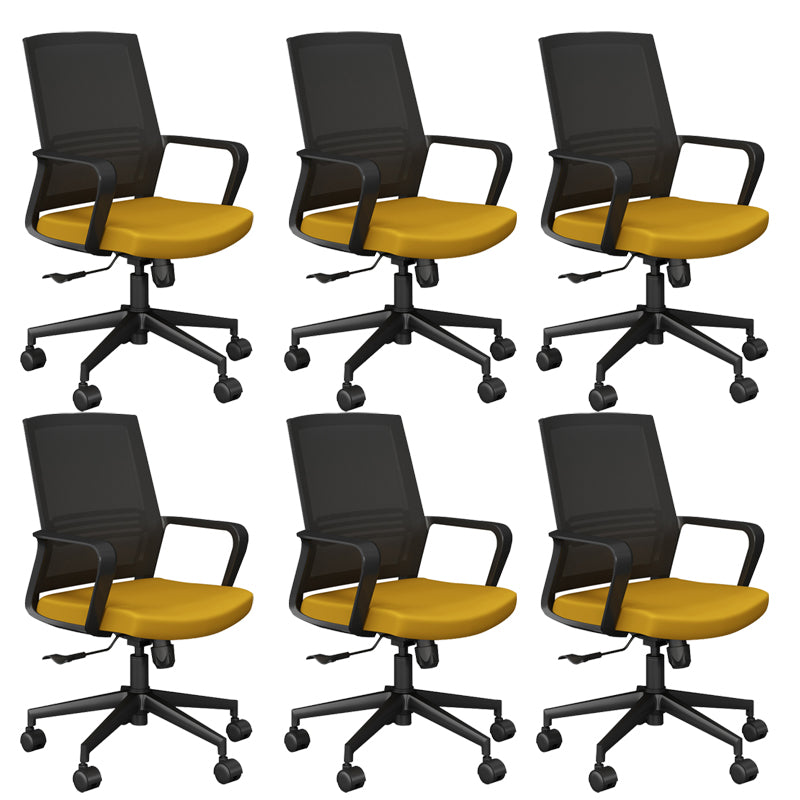 Modern Fixed Arms Desk Chair Nylon Frame Adjustable Office Chair