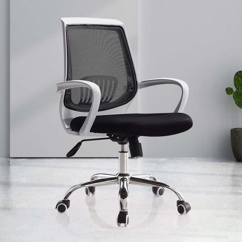 Modern Fixed Arms Office Chair Tilt Mechanism Steel Desk Chair