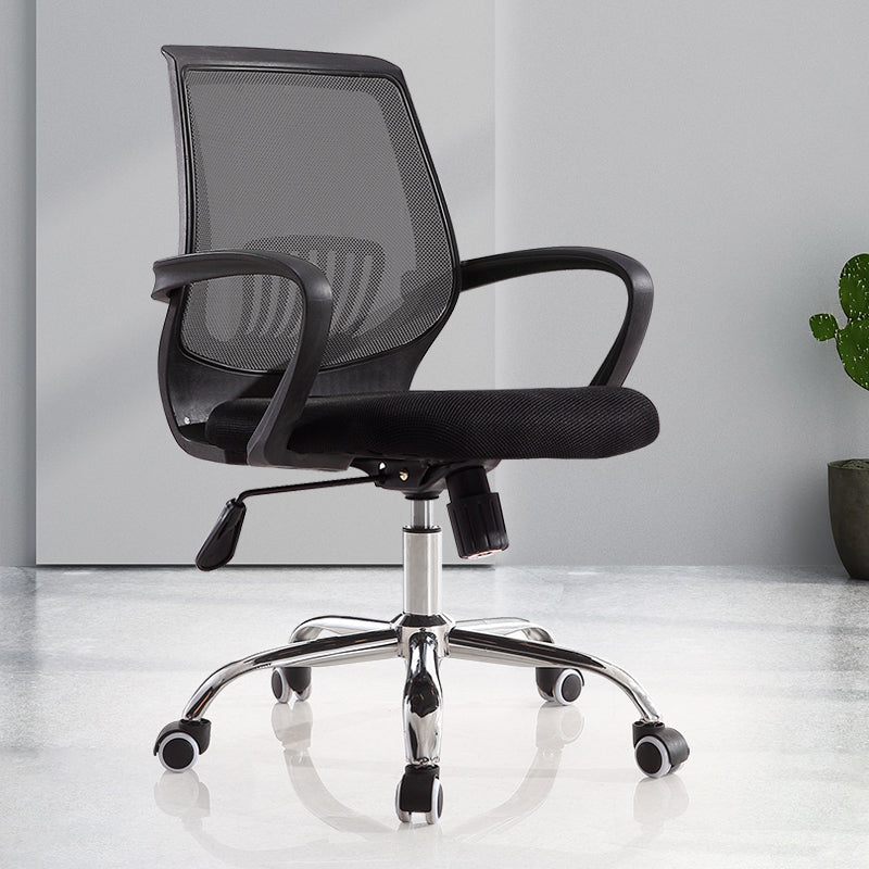 Modern Fixed Arms Office Chair Tilt Mechanism Steel Desk Chair