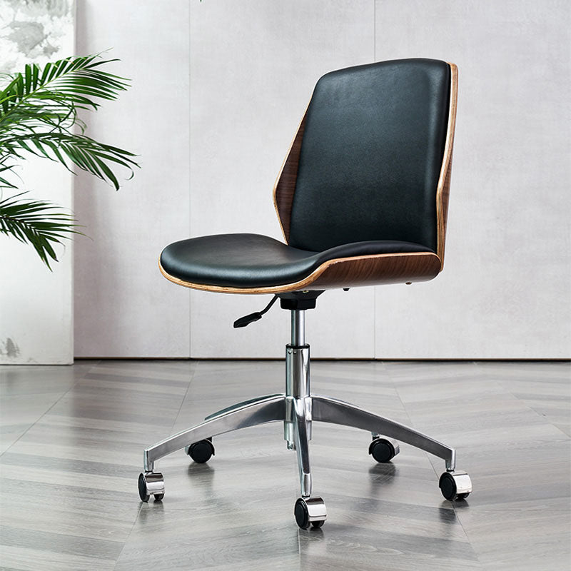 Faux Leather Office Chair Chrome Frame Armless Ergonomic Computer Desk Chair