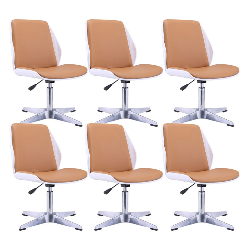 Faux Leather Office Chair Chrome Frame Armless Ergonomic Computer Desk Chair