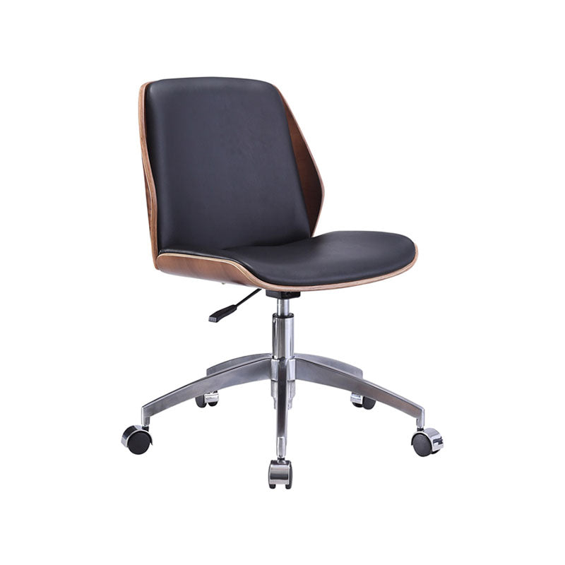 Faux Leather Office Chair Chrome Frame Armless Ergonomic Computer Desk Chair