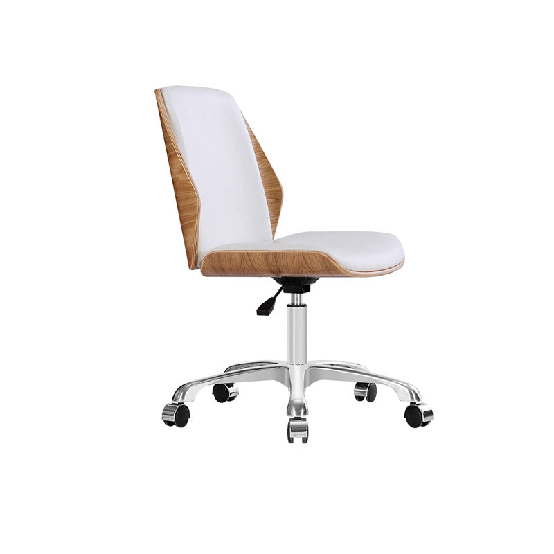 Faux Leather Office Chair Chrome Frame Armless Ergonomic Computer Desk Chair