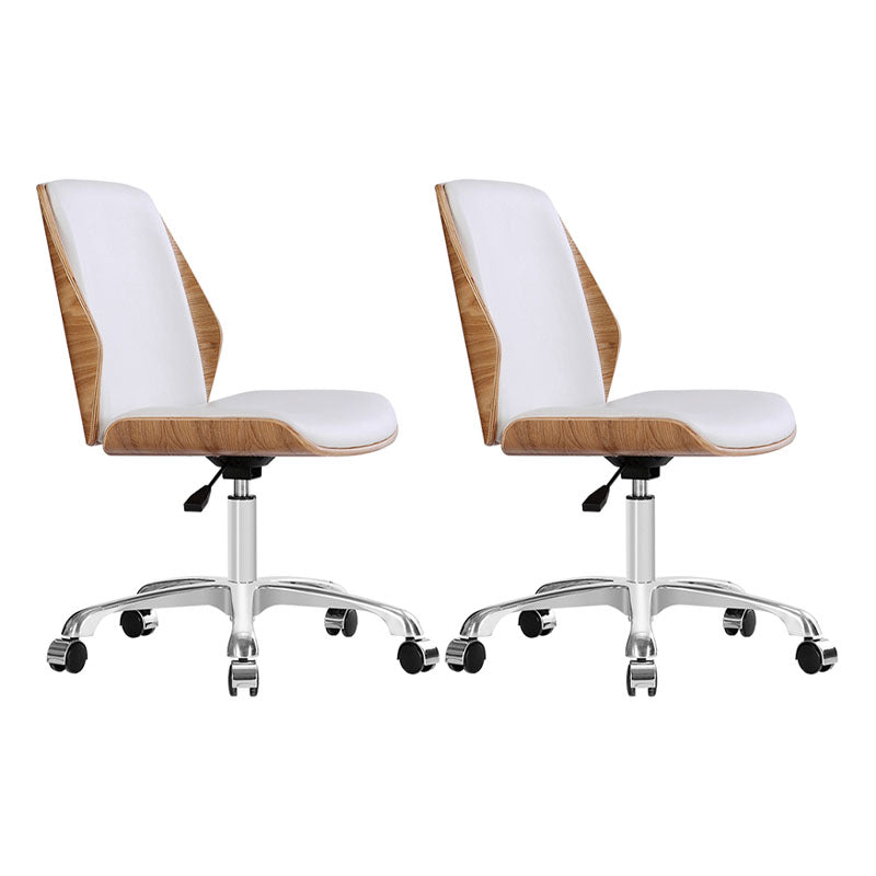 Faux Leather Office Chair Chrome Frame Armless Ergonomic Computer Desk Chair