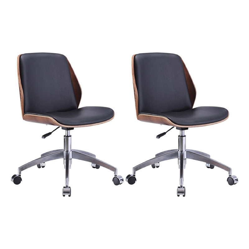 Faux Leather Office Chair Chrome Frame Armless Ergonomic Computer Desk Chair