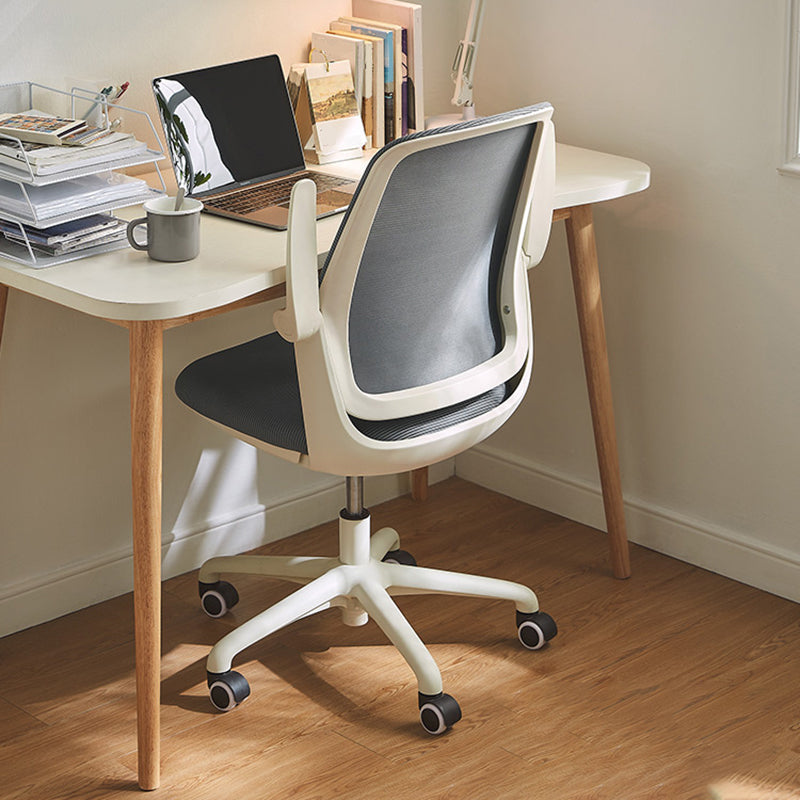 Deluxe Chair With Breathable AirGrid Back Fixed Arms White Frame Office Chair