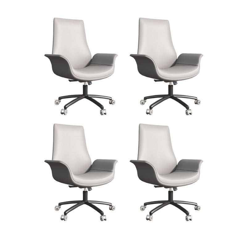 Modern Upholstered Office Chair Fixed Arm Task Chair with Steel Base