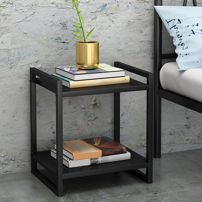 Metal Bed Nightstand Modern Open Storage Shelf Included Night Table with Legs