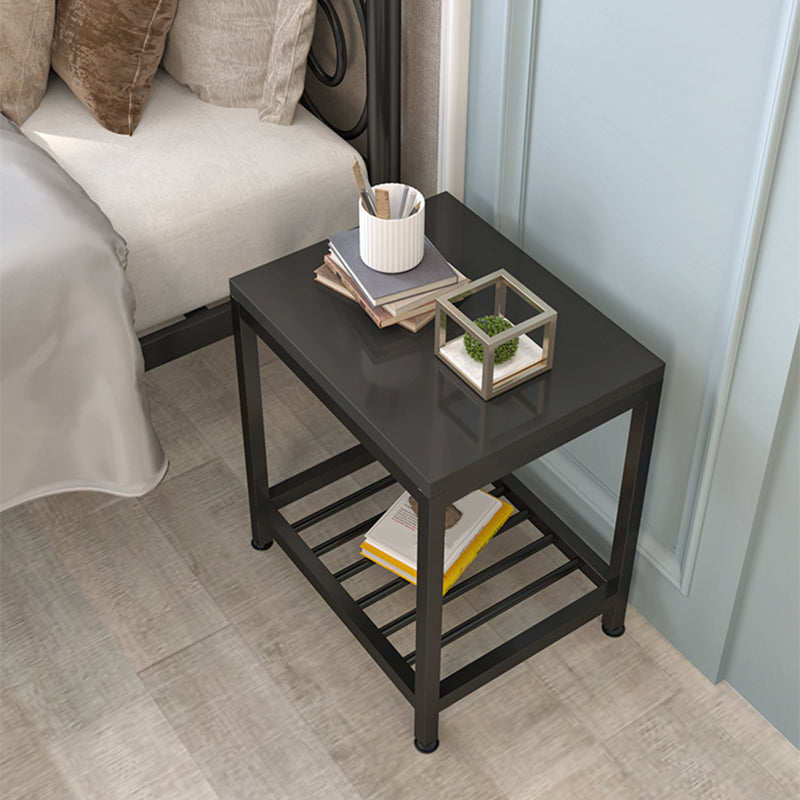 Metal Bed Nightstand Modern Open Storage Shelf Included Night Table with Legs