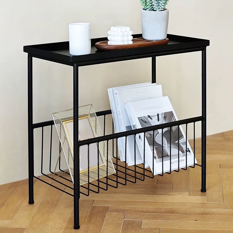 Metal Bed Nightstand Modern Open Storage Shelf Included Night Table with Legs