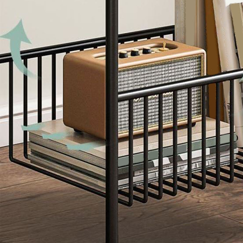 Metal Bed Nightstand Modern Open Storage Shelf Included Night Table with Legs