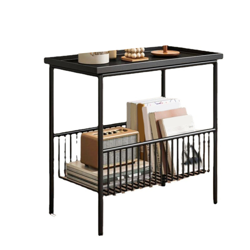 Metal Bed Nightstand Modern Open Storage Shelf Included Night Table with Legs