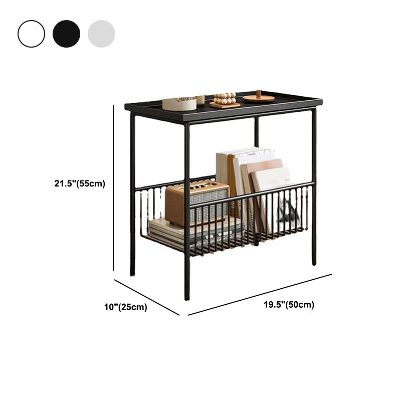 Metal Bed Nightstand Modern Open Storage Shelf Included Night Table with Legs