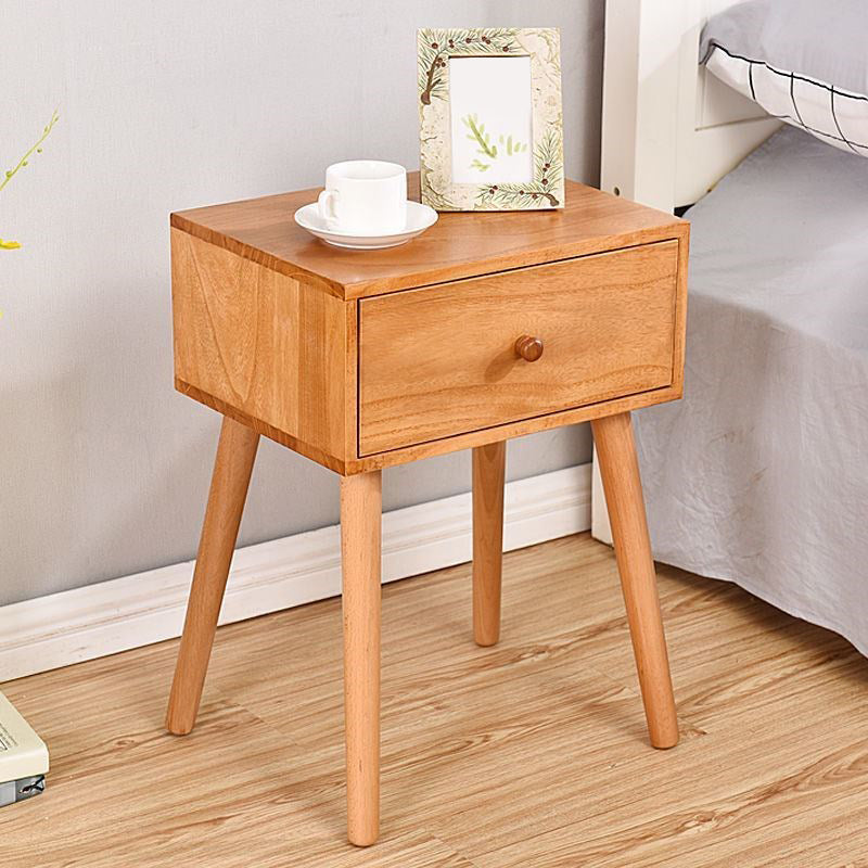 Modern 18 Inch H Nightstand Solid Wood 1-Drawer Night Table with Legs