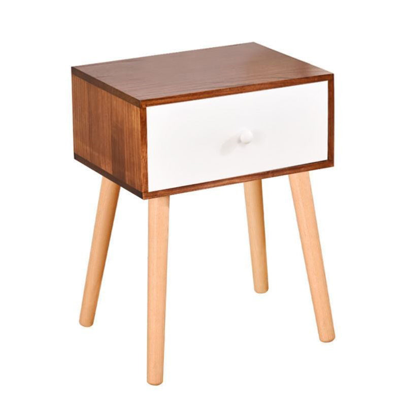 Modern 18 Inch H Nightstand Solid Wood 1-Drawer Night Table with Legs