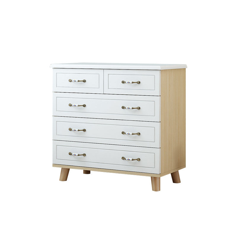 16" D White / Green Storage Chest Artificial Wood Storage Chest Dresser with Drawers