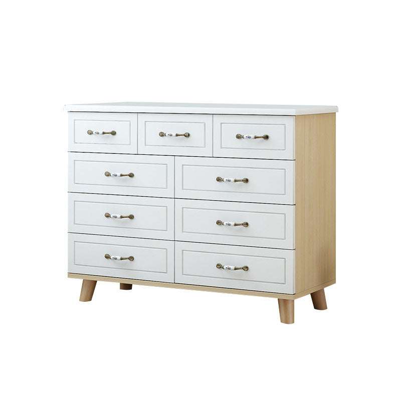 16" D White / Green Storage Chest Artificial Wood Storage Chest Dresser with Drawers