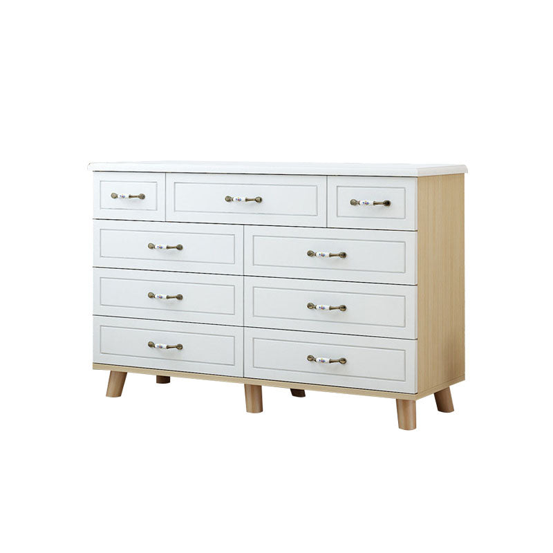 16" D White / Green Storage Chest Artificial Wood Storage Chest Dresser with Drawers