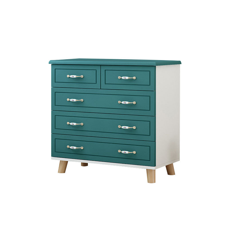 16" D White / Green Storage Chest Artificial Wood Storage Chest Dresser with Drawers