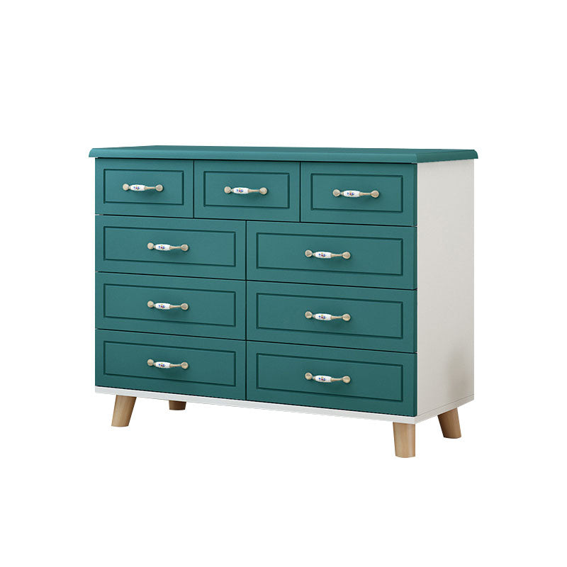 16" D White / Green Storage Chest Artificial Wood Storage Chest Dresser with Drawers