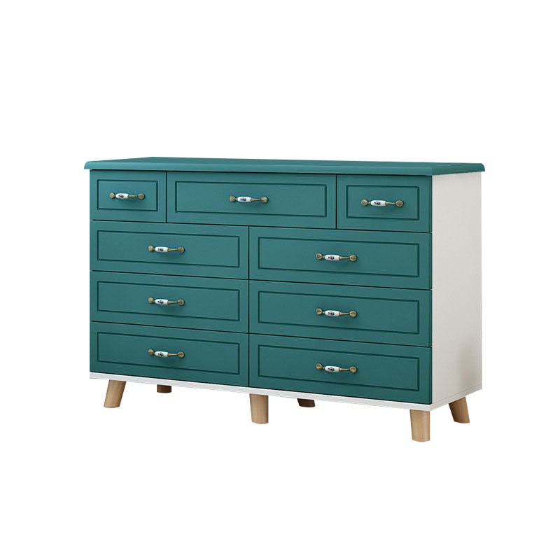 16" D White / Green Storage Chest Artificial Wood Storage Chest Dresser with Drawers