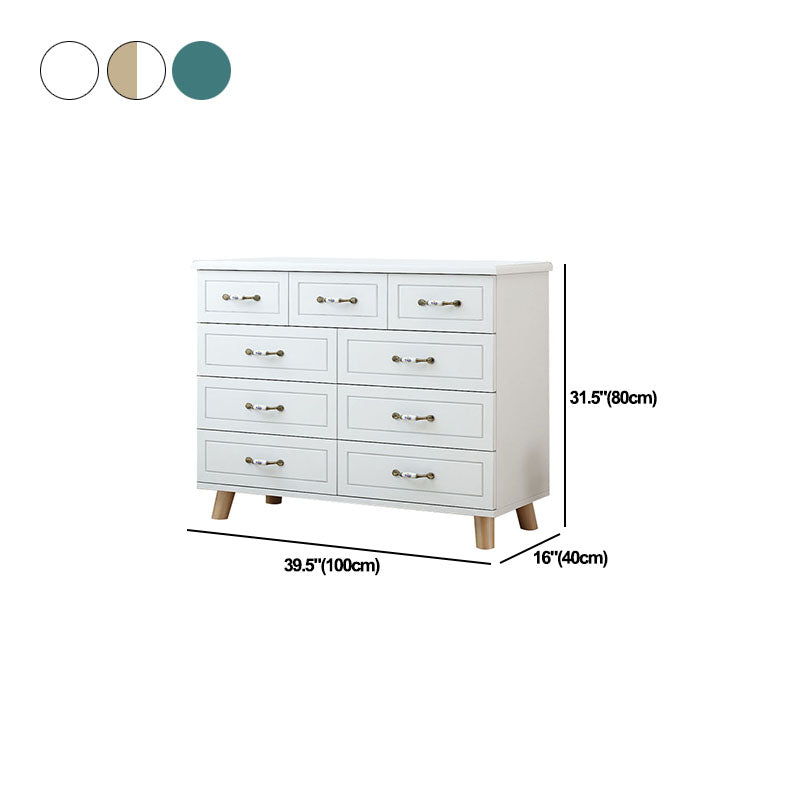 16" D White / Green Storage Chest Artificial Wood Storage Chest Dresser with Drawers