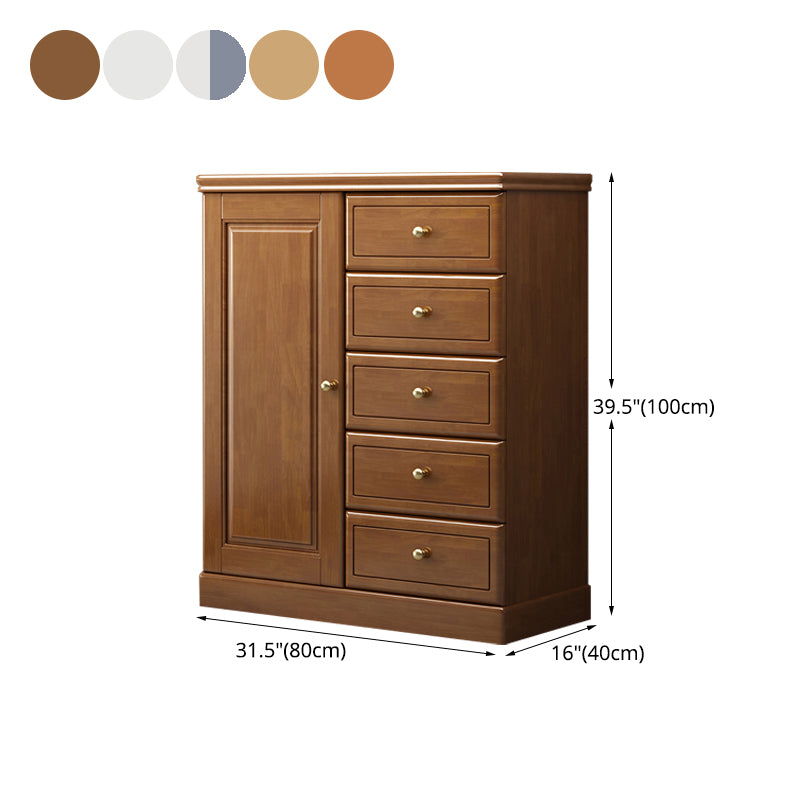 16" D Rubber Wood Storage Chest Bedroom Combo Dresser with 1 Door