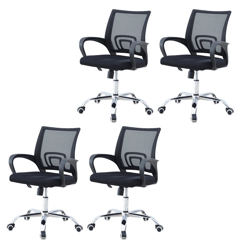 Modern Steel Black Task Chair Fixed Arms Height-adjustable Office Chair