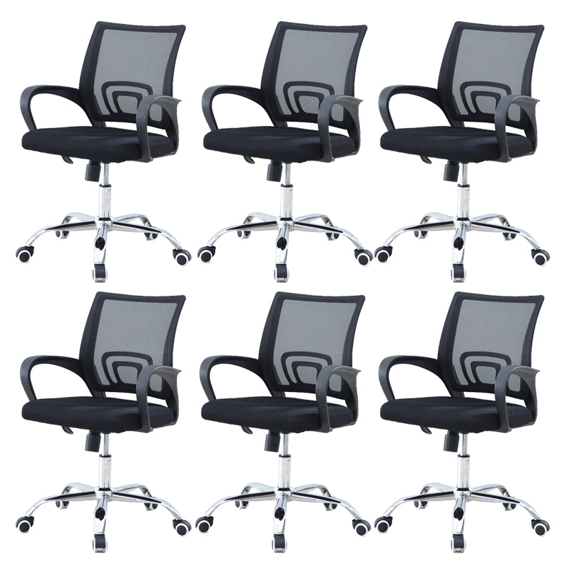 Modern Steel Black Task Chair Fixed Arms Height-adjustable Office Chair