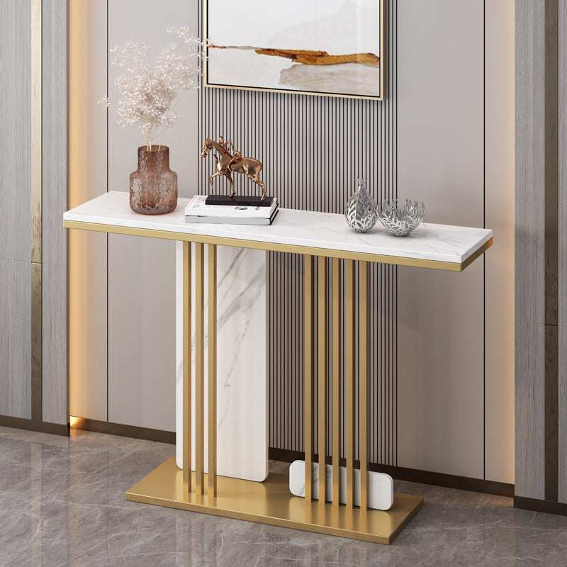 Contemporary Rectangle Console Table with Pedestal Base for Hall