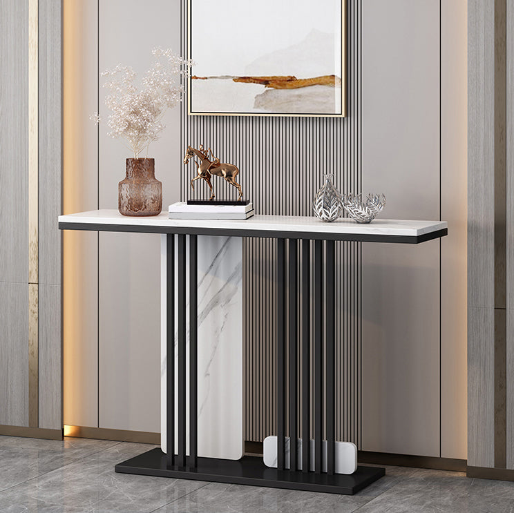 Contemporary Rectangle Console Table with Pedestal Base for Hall