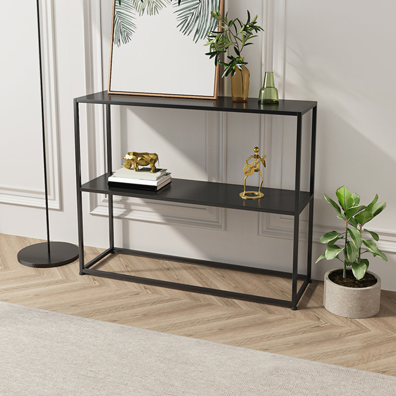 Storage Contemporary Iron Console Table with Shelf and Frame Base