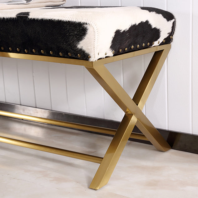 Glam Upholstered Bedroom Bench, Foam Filled Seating Bench with Metal Legs