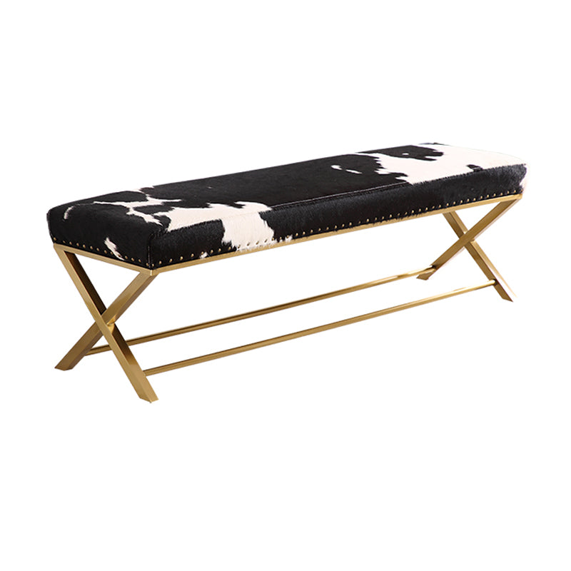 Glam Upholstered Bedroom Bench, Foam Filled Seating Bench with Metal Legs