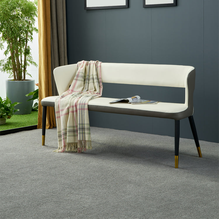 Modern 19.5" H Upholstered Bench High-Back Dining Seating Bench with 4 Metal Legs