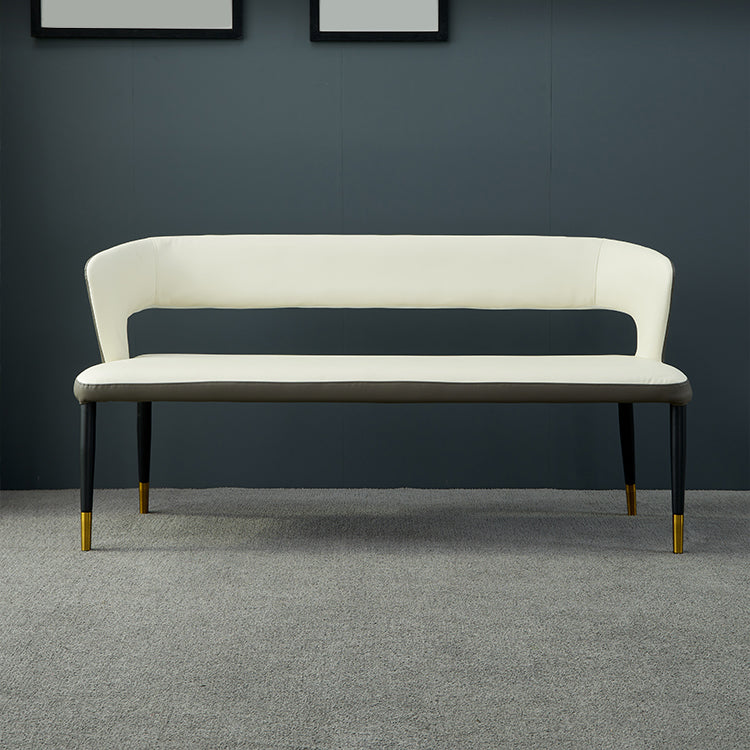 Modern 19.5" H Upholstered Bench High-Back Dining Seating Bench with 4 Metal Legs