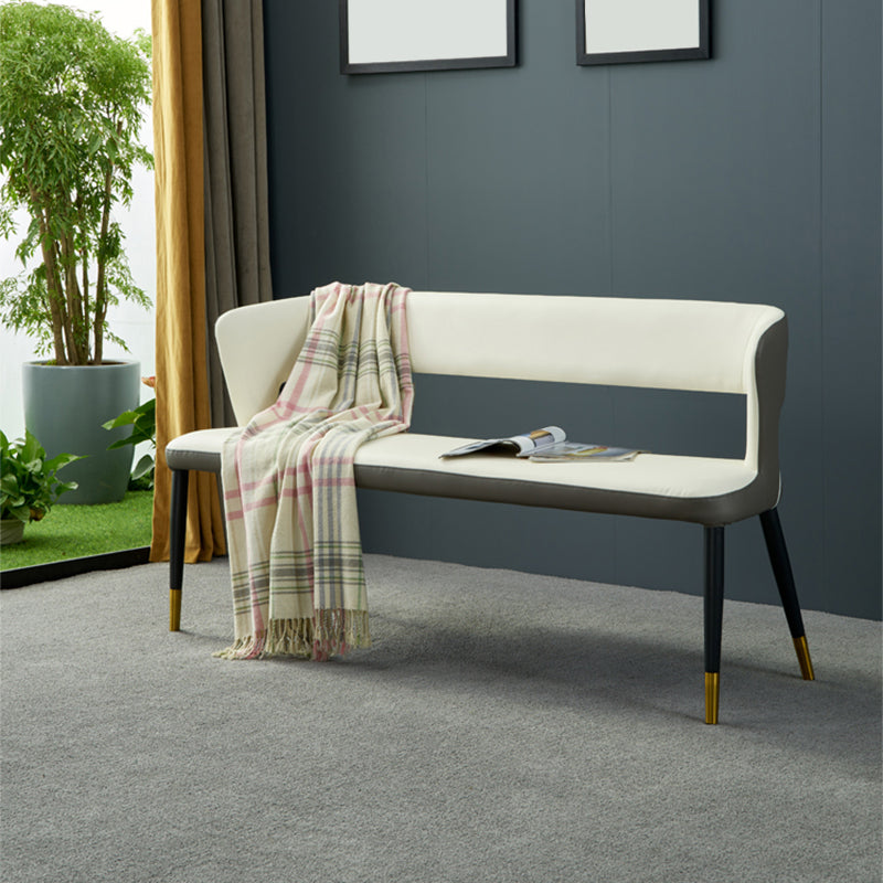 Modern 19.5" H Upholstered Bench High-Back Dining Seating Bench with 4 Metal Legs