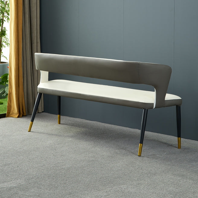 Modern 19.5" H Upholstered Bench High-Back Dining Seating Bench with 4 Metal Legs