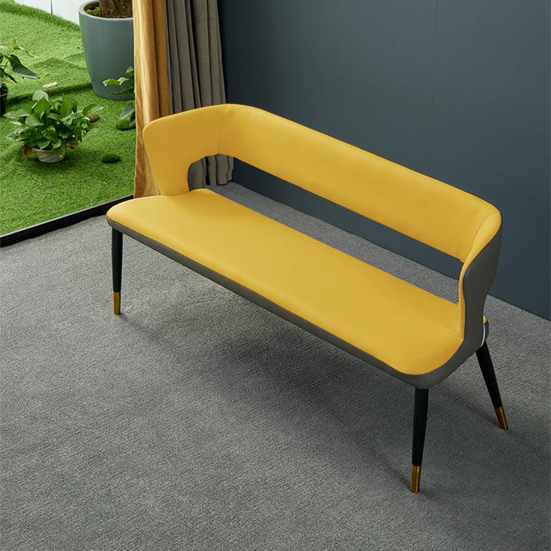 Modern 19.5" H Upholstered Bench High-Back Dining Seating Bench with 4 Metal Legs