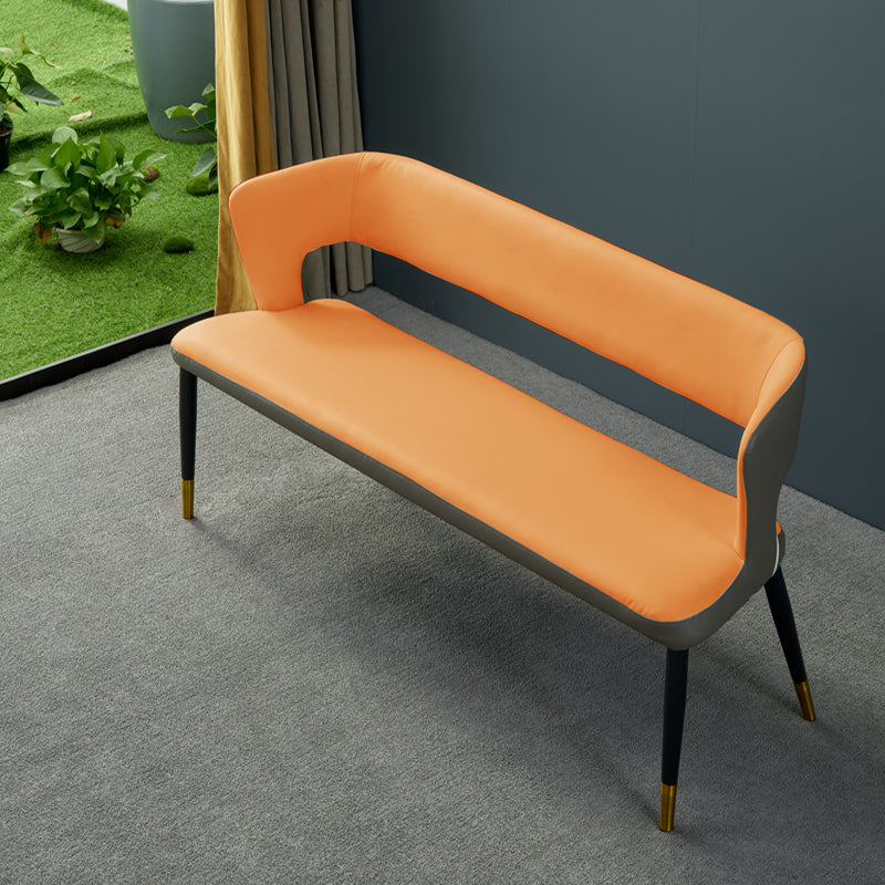 Modern 19.5" H Upholstered Bench High-Back Dining Seating Bench with 4 Metal Legs