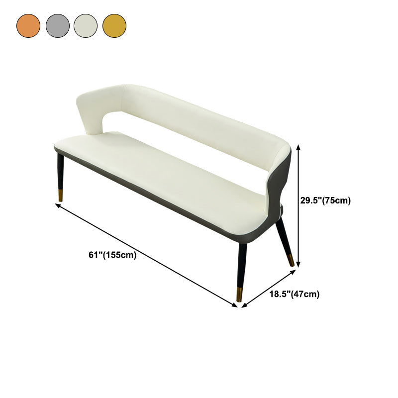 Modern 19.5" H Upholstered Bench High-Back Dining Seating Bench with 4 Metal Legs