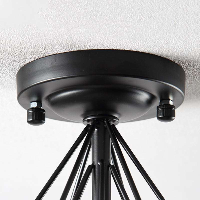 Industrial Flush Ceiling Lights Metal 1-Light Flush Mount in Black for Entryway