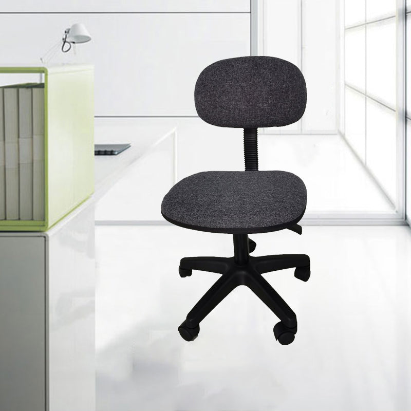 Black Armless Office Chair Lumbar Support Swivel Computer Chair