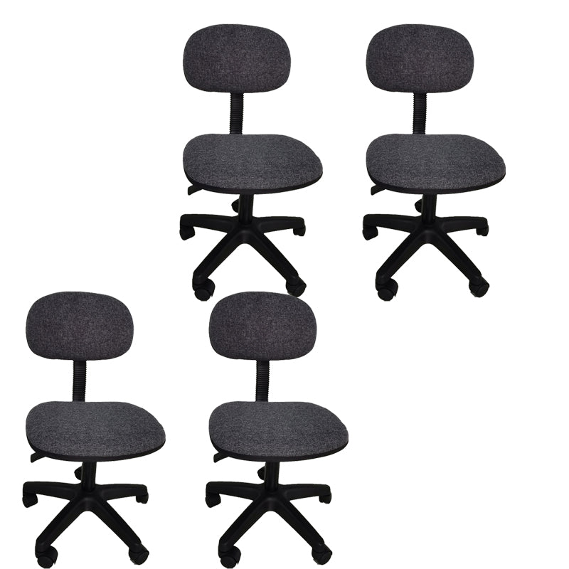 Black Armless Office Chair Lumbar Support Swivel Computer Chair