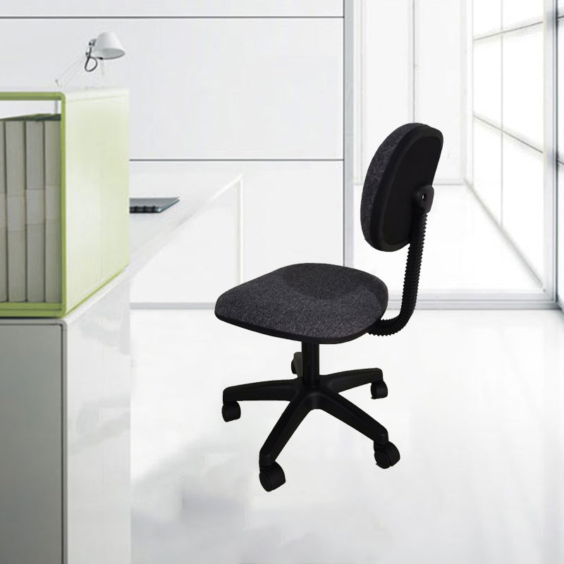 Black Armless Office Chair Lumbar Support Swivel Computer Chair