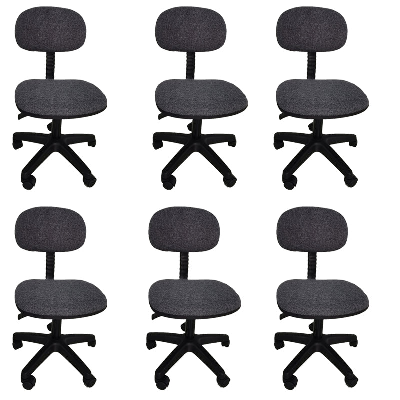 Black Armless Office Chair Lumbar Support Swivel Computer Chair