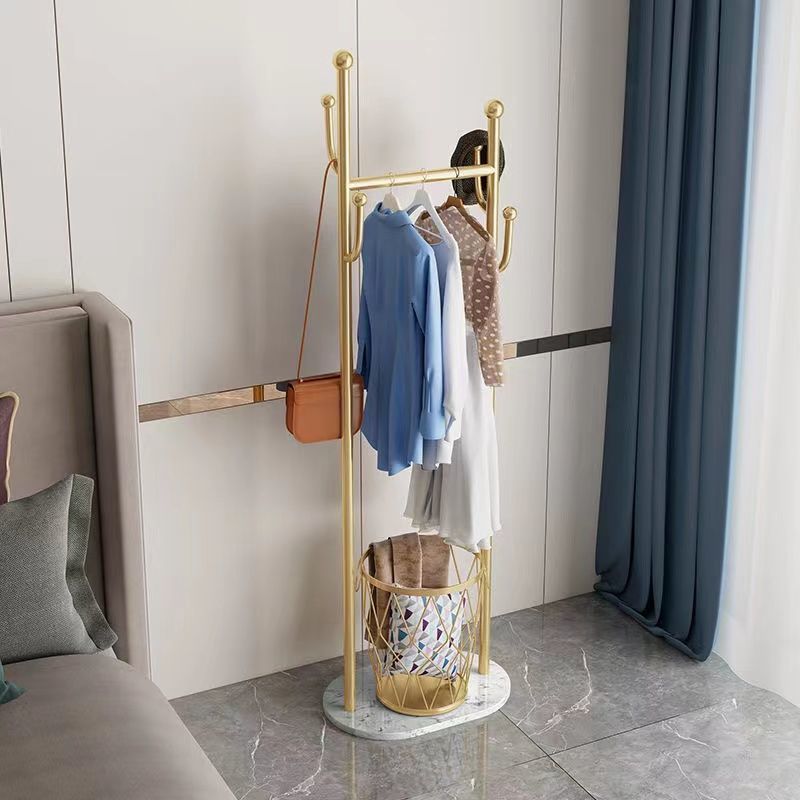 Modern Coat Rack Metal Hanger Basket Free Standing Coat Hanger