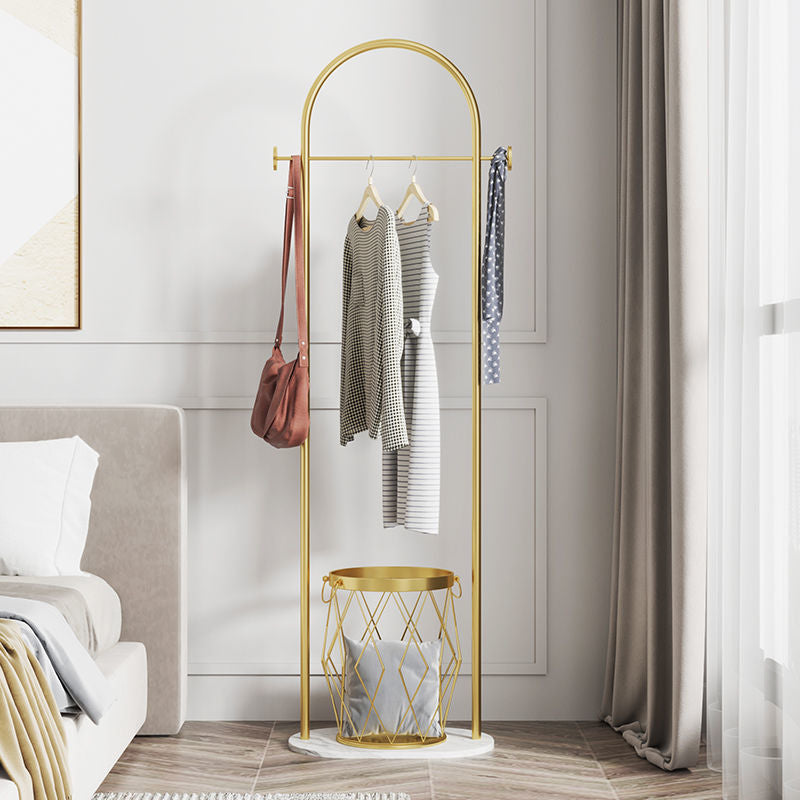 Modern Coat Rack Metal Hanger Basket Free Standing Coat Hanger