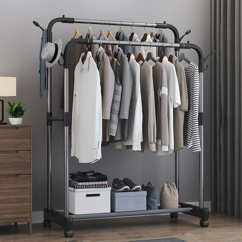 Modern Coat Hanger Hanging Rail Storage Shelves Hooks Metal Coat Rack