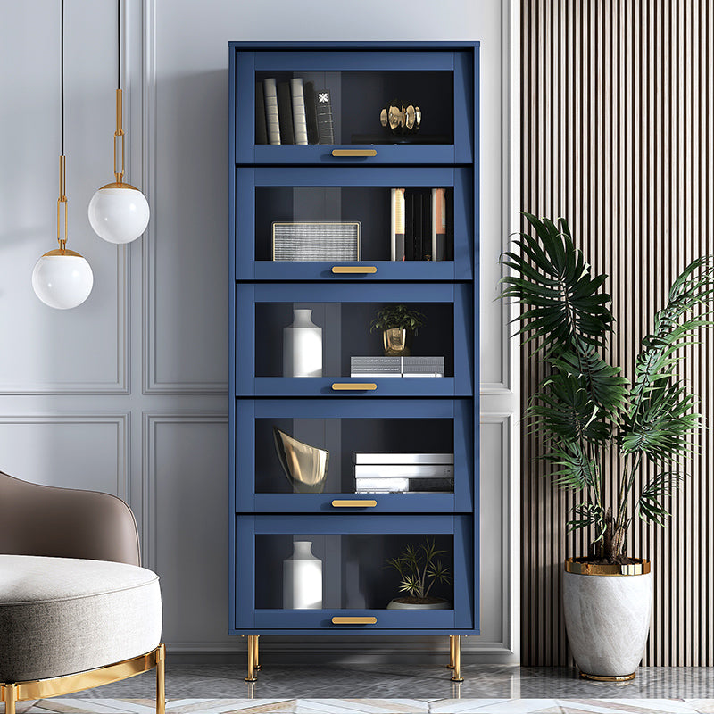 Glam Glass Doors Buffet Stand MDF Buffet Server Cabinet with Storage in Blue